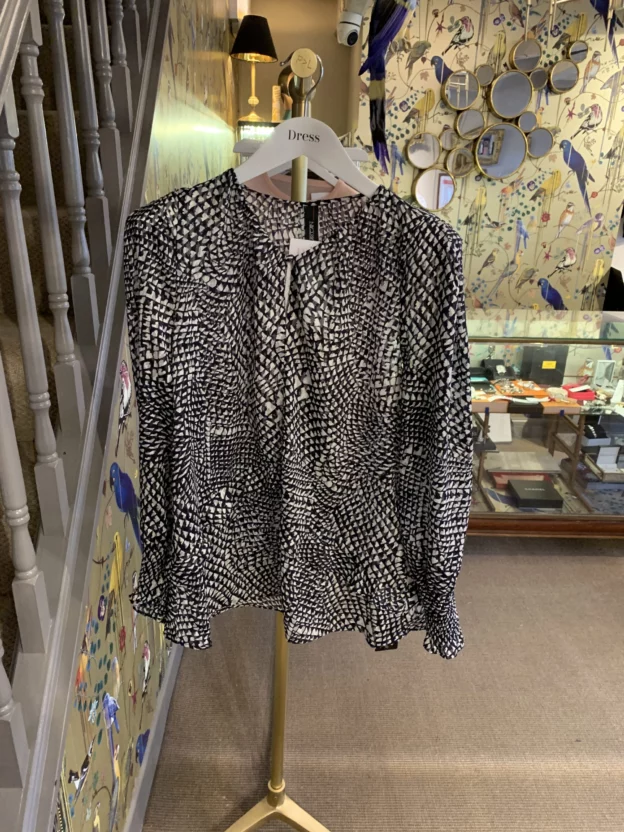 Marc Cain Navy & White Blouse Size N2