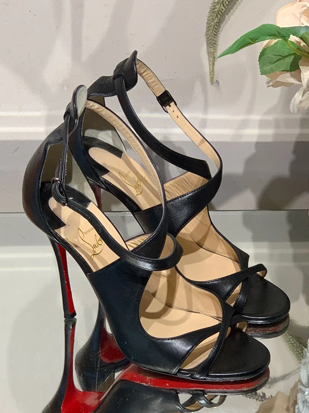 Christian Louboutin Black Strappy Heels Size 38.5 5.5) - Dress Cheshire | Preloved Designer Fashion | Boutique in Cheshire
