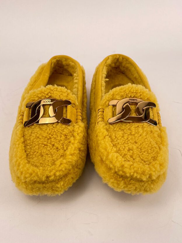 Tods Yellow Fluffy Loafers Size 39 (UK 6) - Image 2