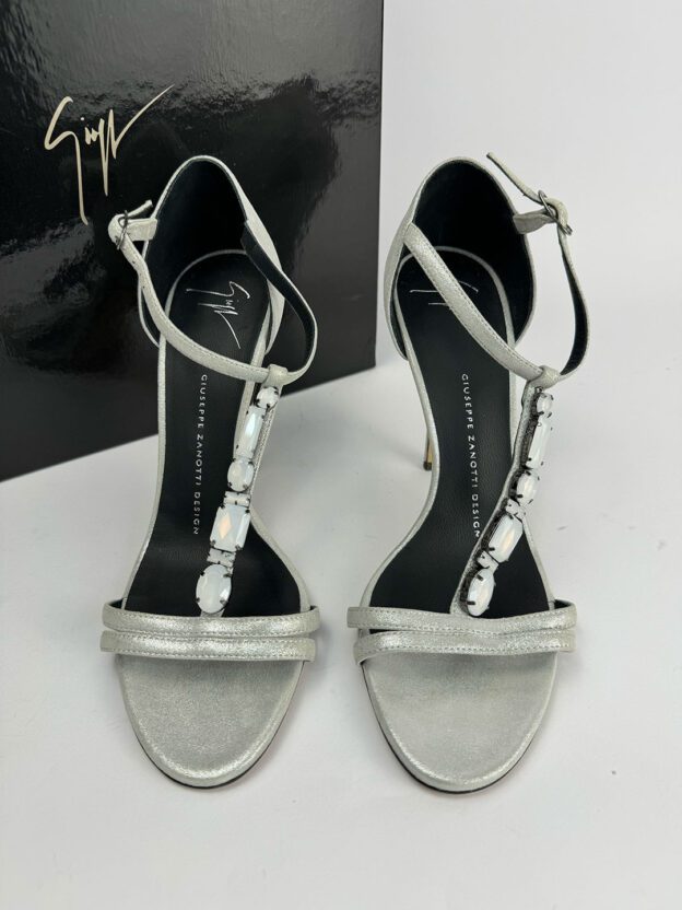 Giuseppe Zanotti Silver Jewelled Heels Size 37 (UK 4) - Image 2