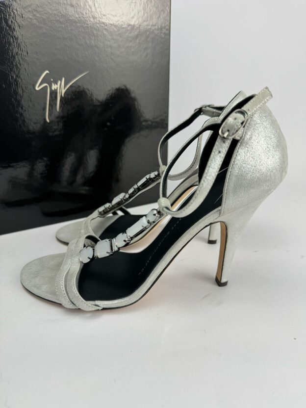 Giuseppe Zanotti Silver Jewelled Heels Size 37 (UK 4) - Image 5