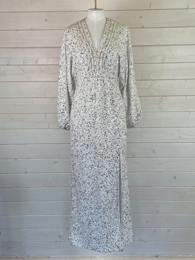Pre-Owned Retrofete White Sequin Long Dress Size XS