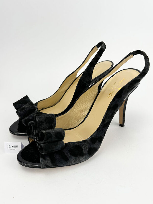 Kate Spade Black Leopard Bow Heels Size US 8.5 (UK 6.5)