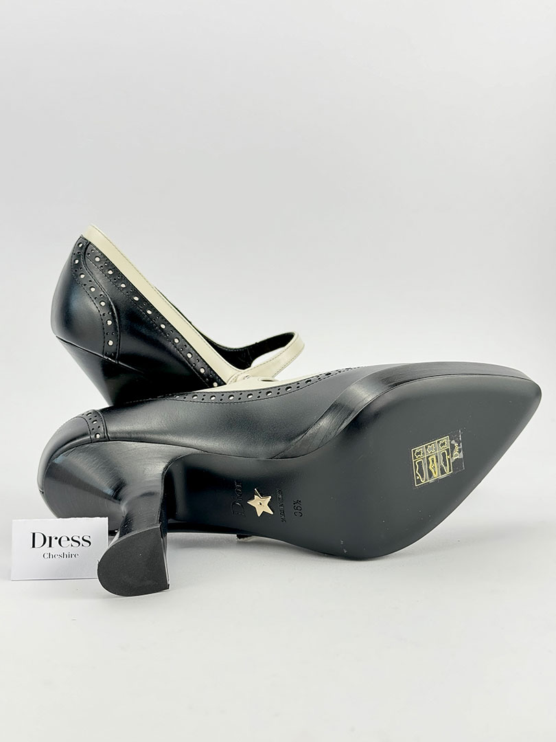 Christian Dior Black With White Detail Heels Size 36.5 (UK