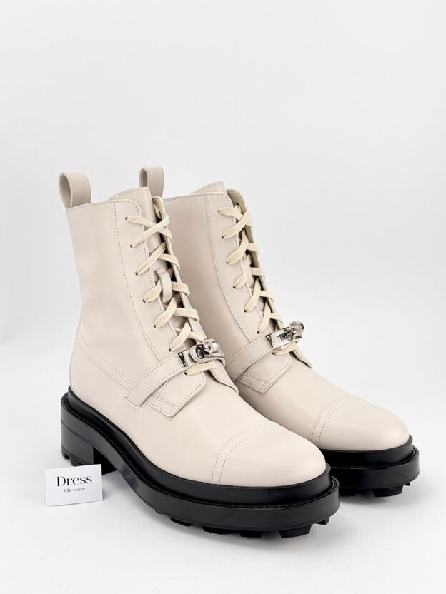 Hermes Funk Ankle Boots Blanc De Paris Size 36.5 UK(3.5)