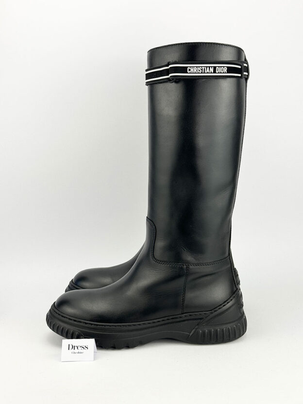 Christian Dior Black Tall Boots Size 37 (UK 4) - Image 3