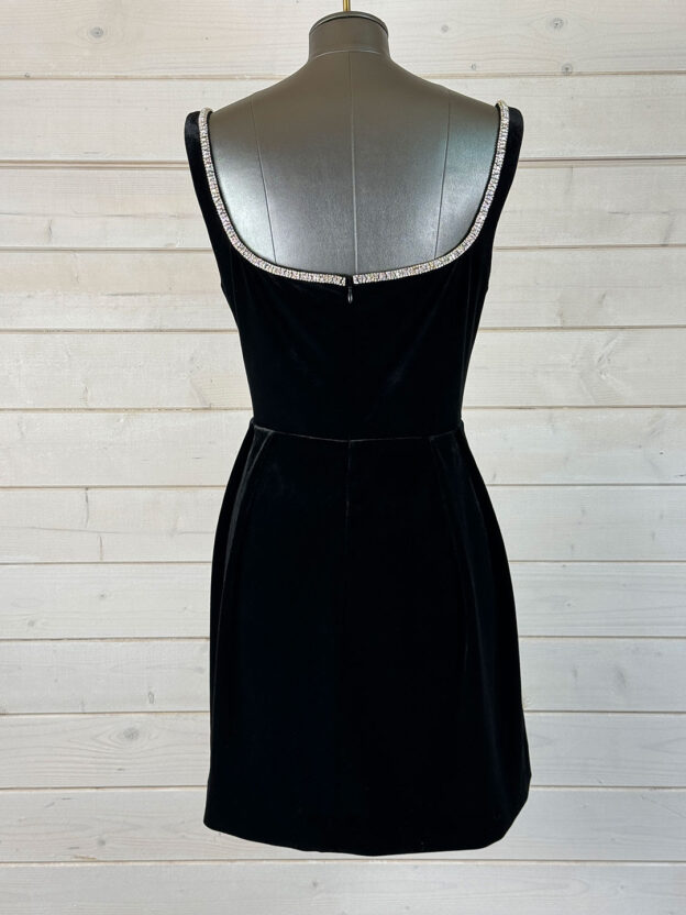 Self Portrait Black Velvet Mini Dress Size 12 - Image 3