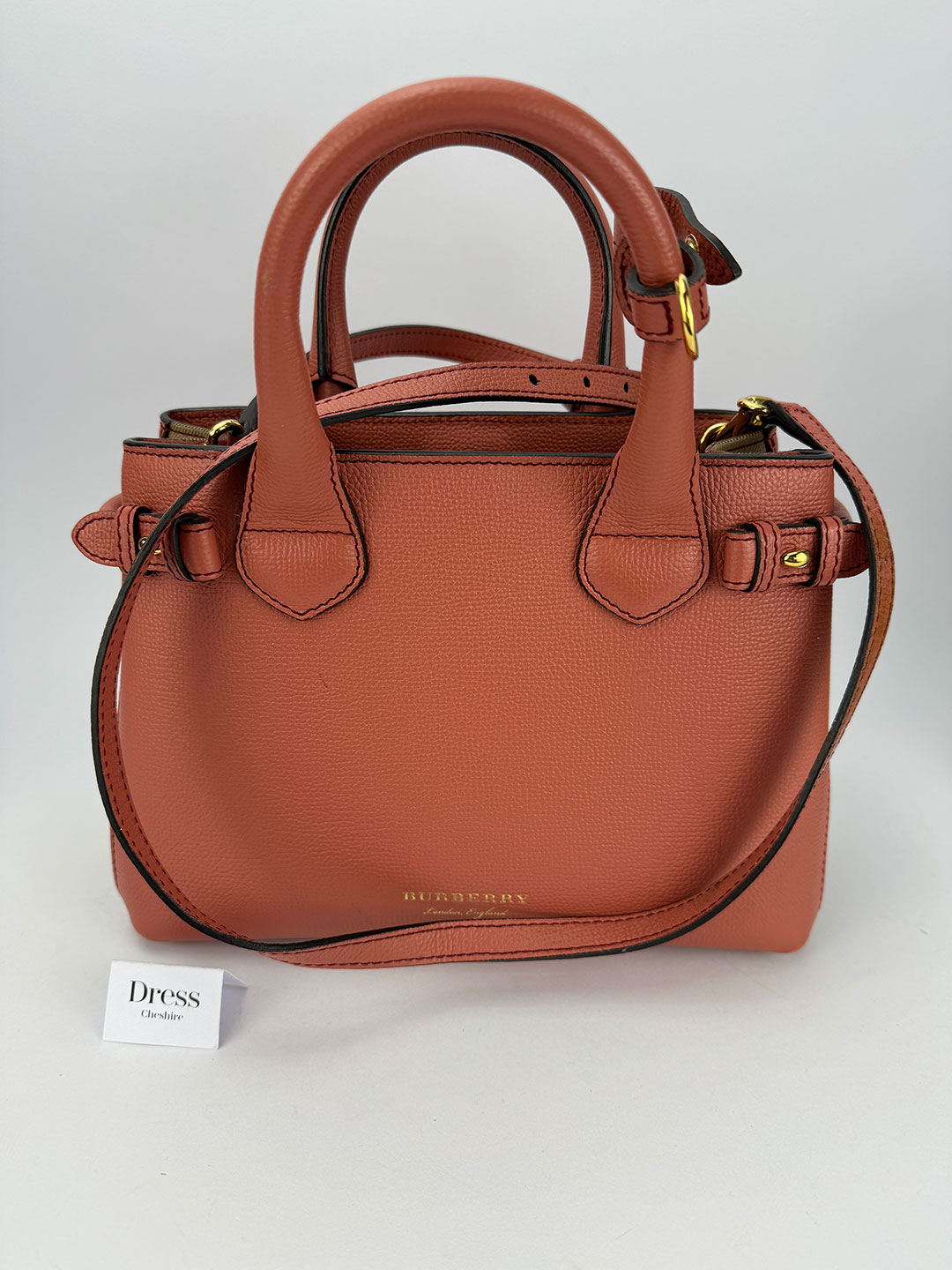 Burberry Pink & Beige Leather & House Check Canvas Tote Bag