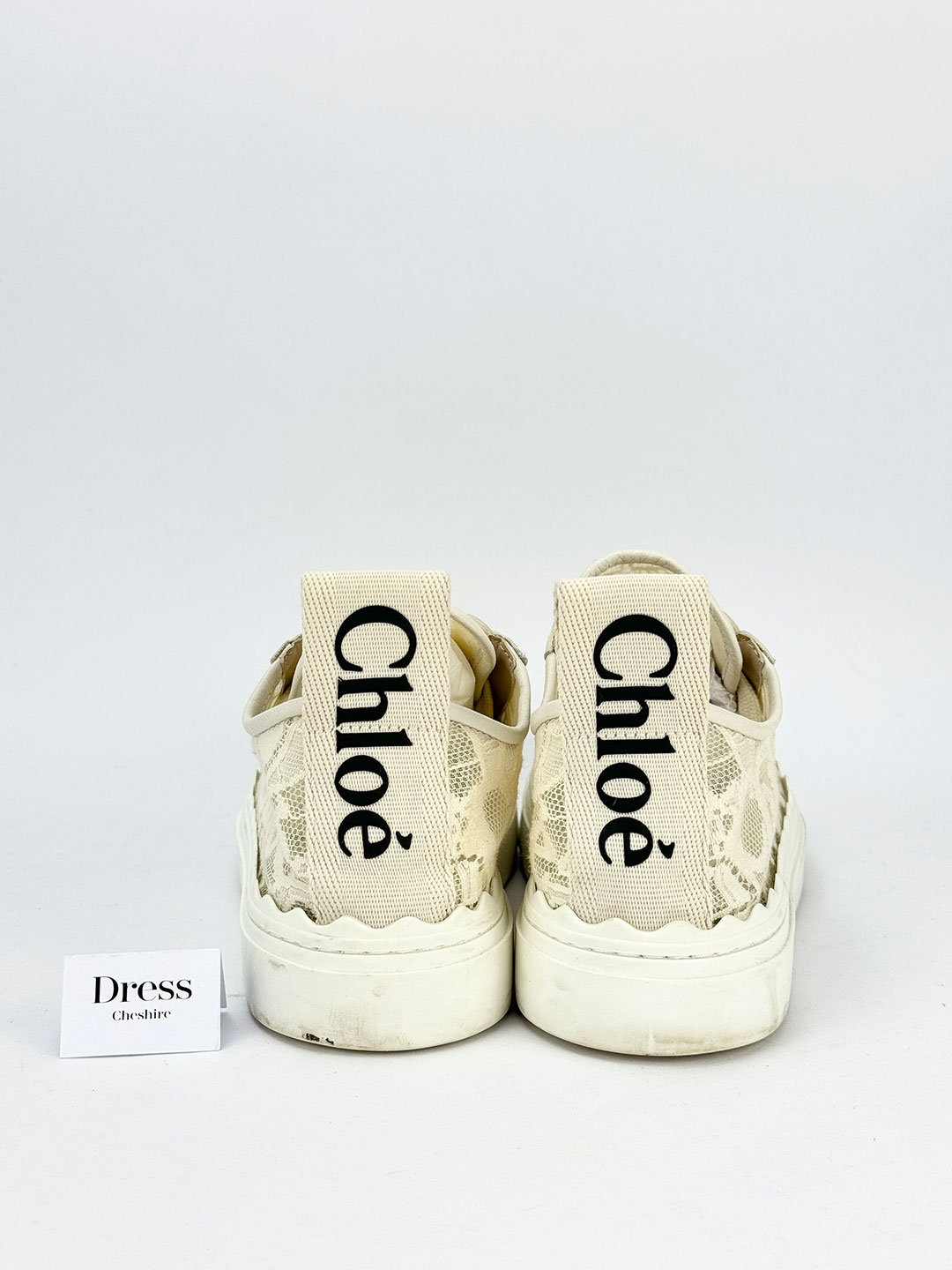Chloe Cream Lace Canvas Trainers Size 38 UK 5 Dress Cheshire Preloved Designer Fashion Boutique in Cheshire