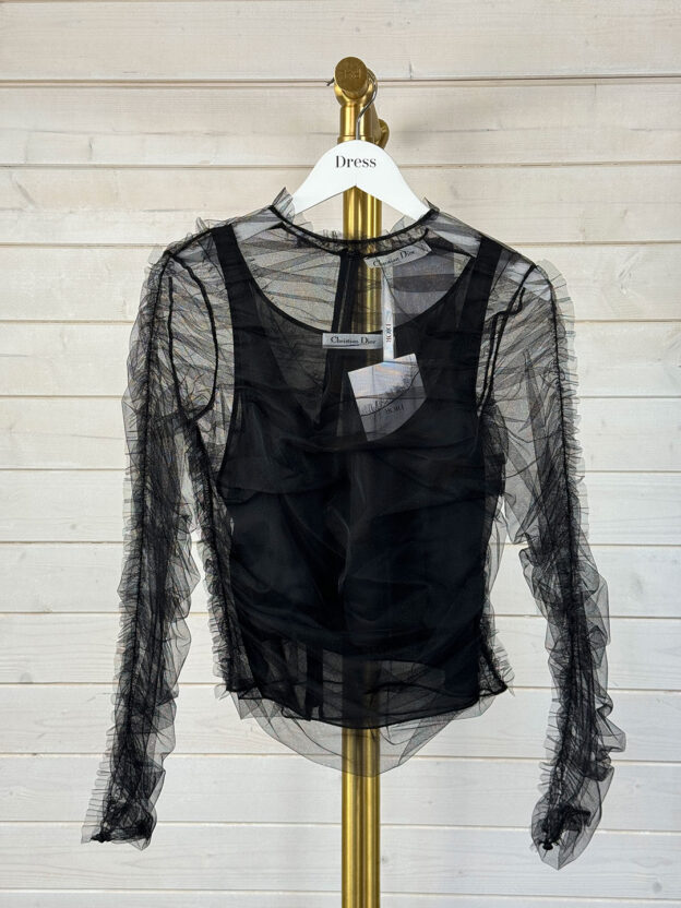 Christian Dior Black Tulle Top Size 10