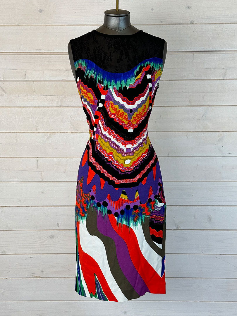 Roberto Cavalli Multicoloured Dress with Lace Panel Size 40 (UK 12 ...