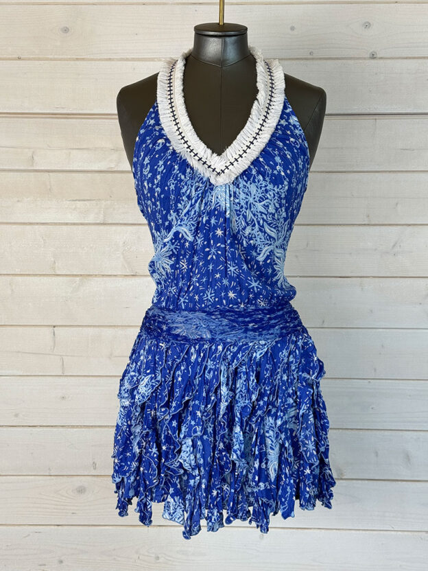 Pre-Owned Poupette St Barth Blue & White Star Dress UK XS