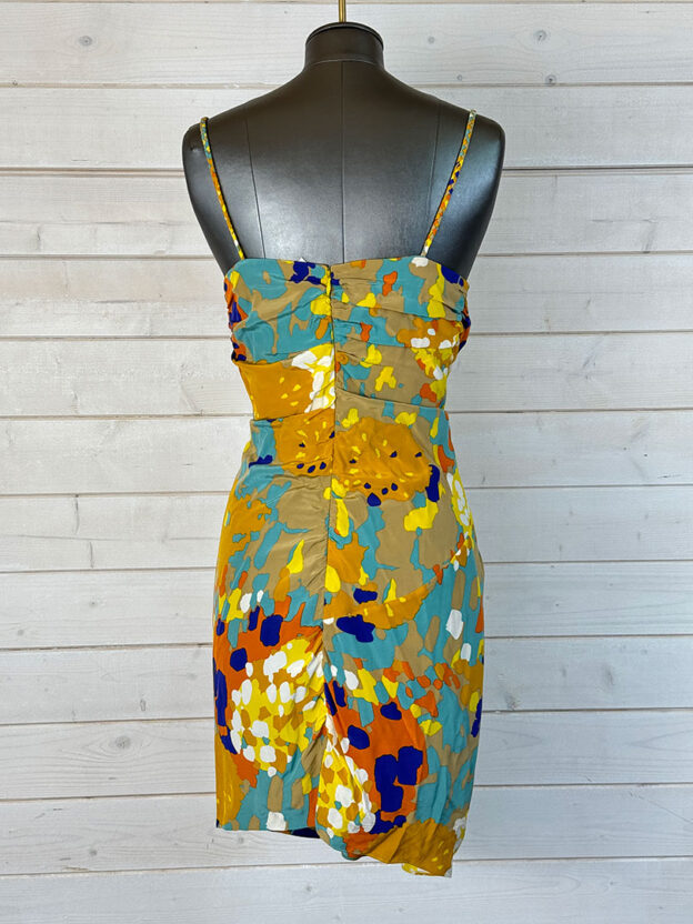 DVF Mustard Multicoloured Dress 100% Silk Size UK 8 - Image 2