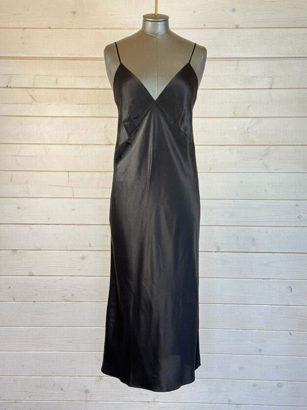 Pre-Owned Olivia Von Halle Black 100% Silk Slip Dress Size XS
