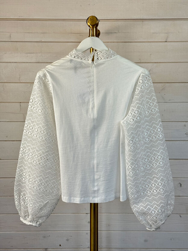 Pre-Owned Me + Em White Cotton Patterned Sleeve Top Size 12 - Image 2