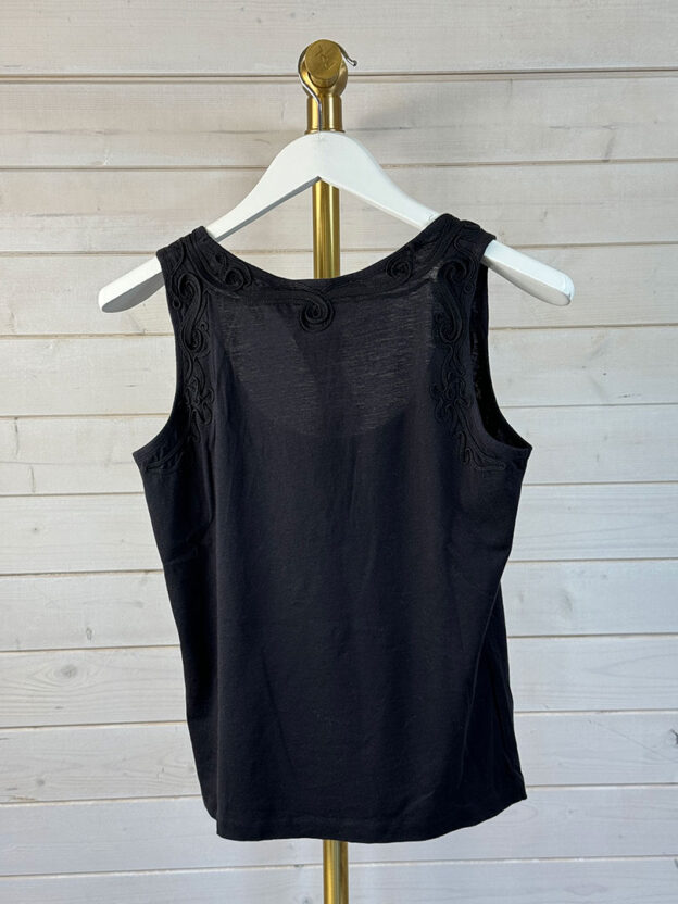 Pre-Owned Nicole Farhi Black Pattern Vest Top Size S - Image 2