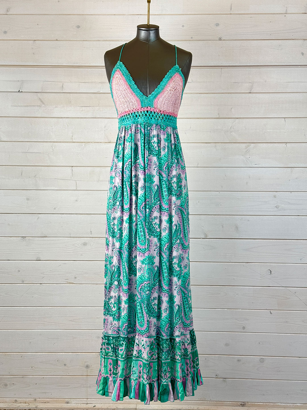 Miss June Aqua & Pink Maxi Dress Size S Dress Cheshire Preloved