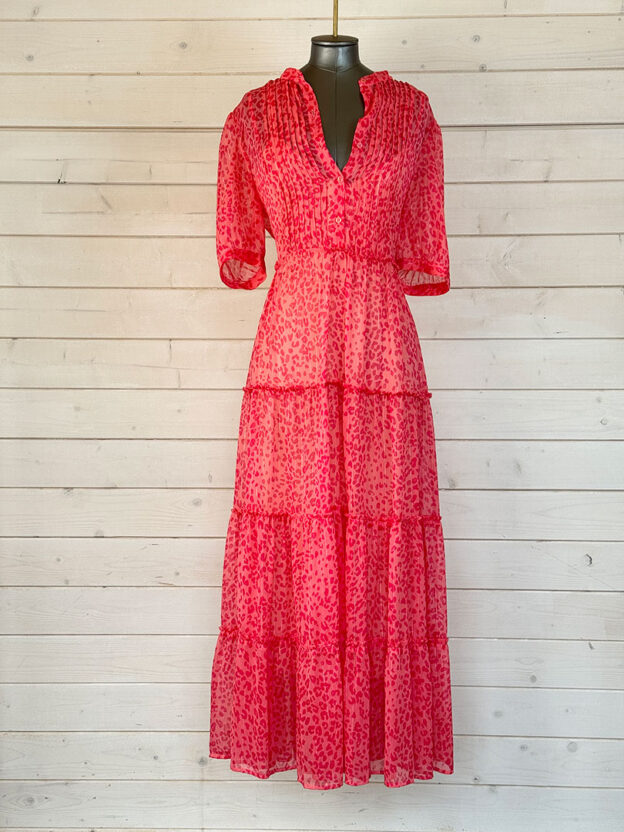 Pre-Owned Laurel Coral & Red Animal Print Dress Size L