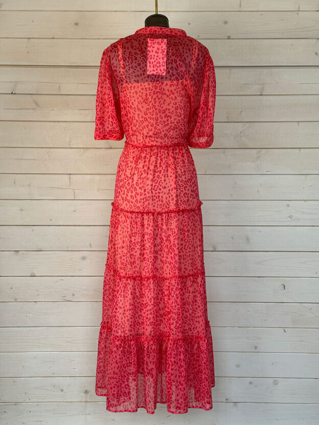 Pre-Owned Laurel Coral & Red Animal Print Dress Size L - Image 2