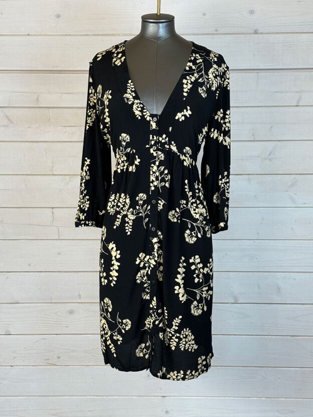 Bash Black & Cream Floral Dress Size 2 (UK 10)