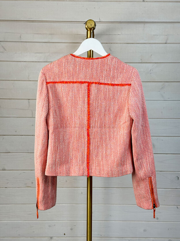 Pre-Owned Tommy Hilfiger Orange & White Zip Up Jacket Size US 4 (UK 8) - Image 2