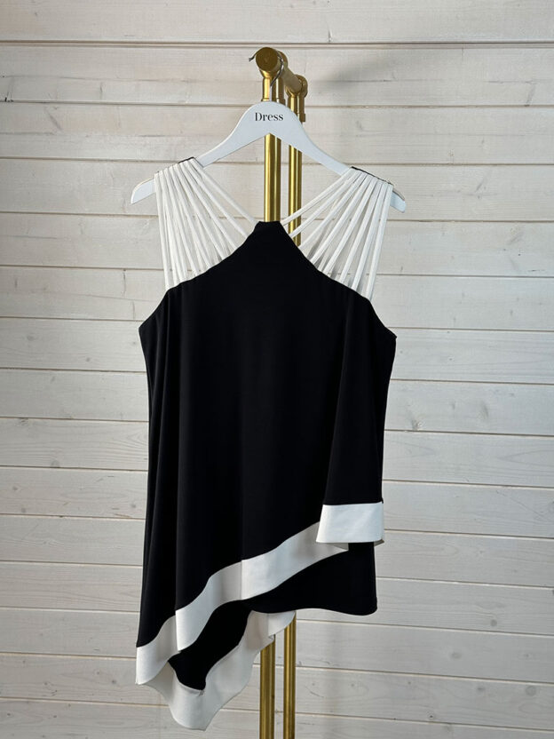 Pre-Owned Joseph Ribkoff Black & White Strap Top Size 10