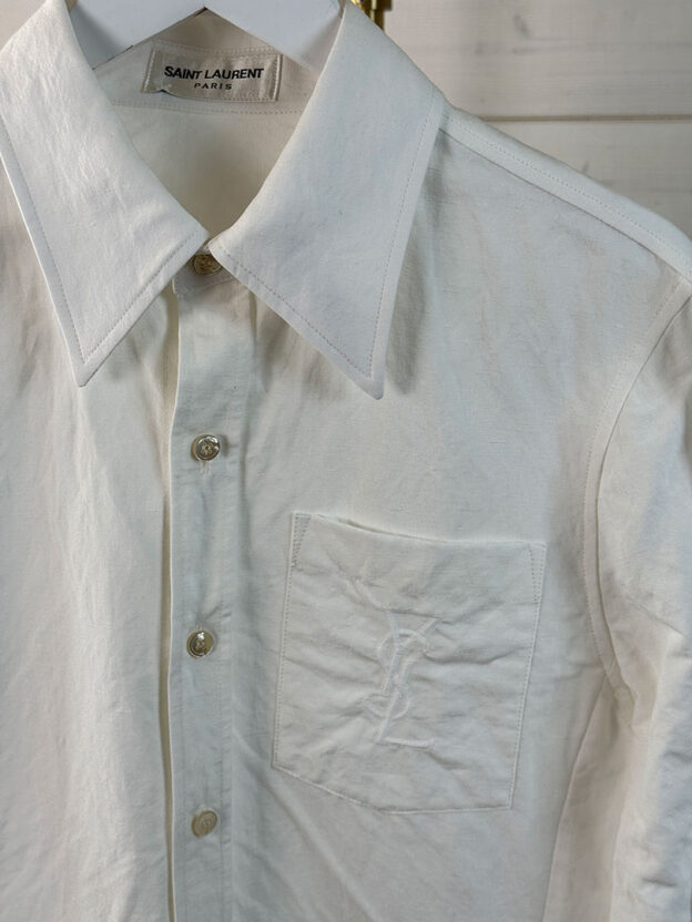 Pre-Owned Saint Laurent White Creased Linen Shirt Size 38 (UK 10) - Image 2