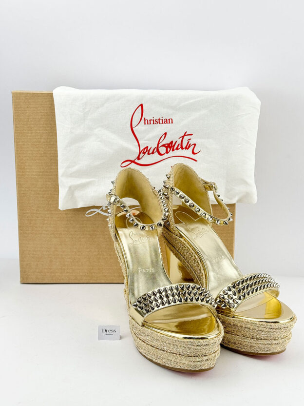 Christian Louboutin Madmonica Espadrille Wedge Sandals 120 Gold Size 41 (UK 8) - Image 5