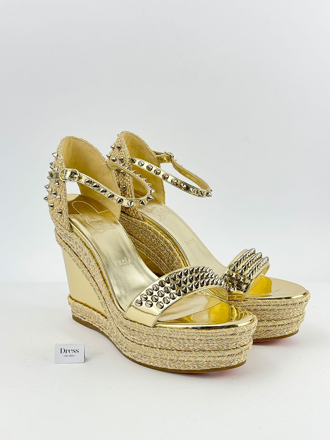 Christian Louboutin Madmonica Espadrille Wedge Sandals 120 Gold Size 41 ...