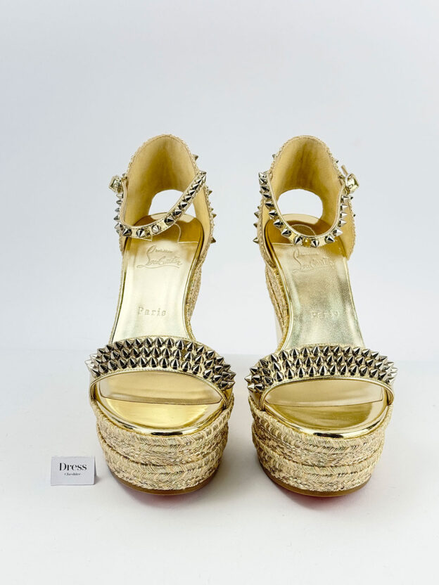 Christian Louboutin Madmonica Espadrille Wedge Sandals 120 Gold Size 41 (UK 8) - Image 2