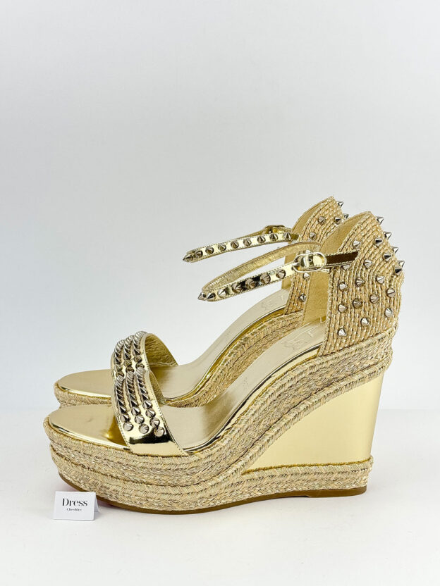 Christian Louboutin Madmonica Espadrille Wedge Sandals 120 Gold Size 41 (UK 8) - Image 3