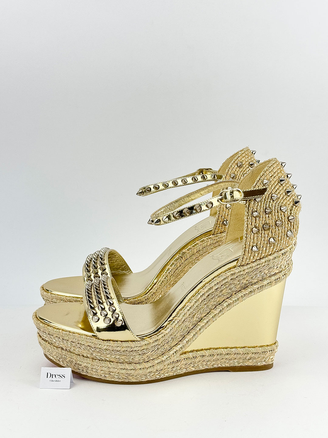 Christian Louboutin Madmonica Espadrille Wedge Sandals 120 Gold Size 41 ...