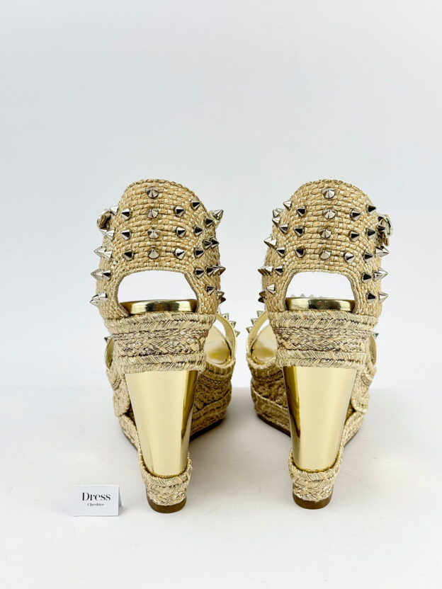 Christian Louboutin Madmonica Espadrille Wedge Sandals 120 Gold Size 41 (UK 8) - Image 4