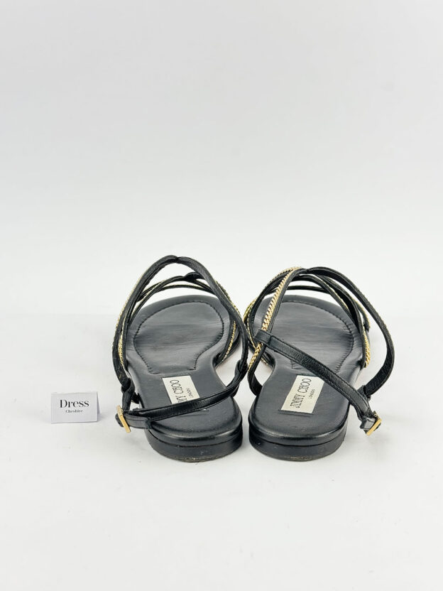 Pre-Owned Jimmy Choo Nickel Chain Black Sandals Size 38.5 (UK 5.5) - Image 4