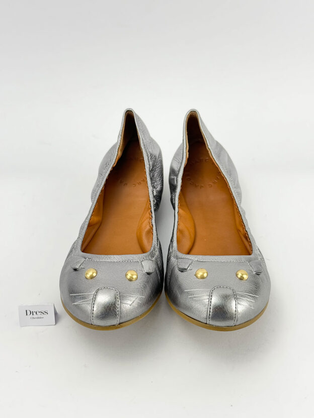 Pre-Owned Marc by Marc Jacobs Silver Ballet Flats Size 38 (UK 5) - Image 4