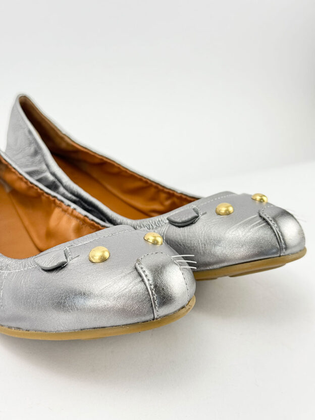 Pre-Owned Marc by Marc Jacobs Silver Ballet Flats Size 38 (UK 5) - Image 8