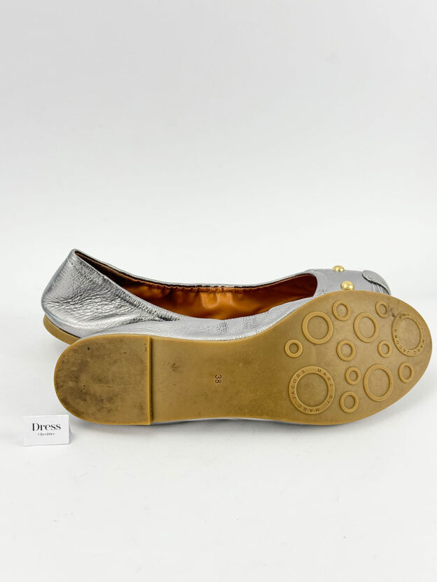 Pre-Owned Marc by Marc Jacobs Silver Ballet Flats Size 38 (UK 5) - Image 7