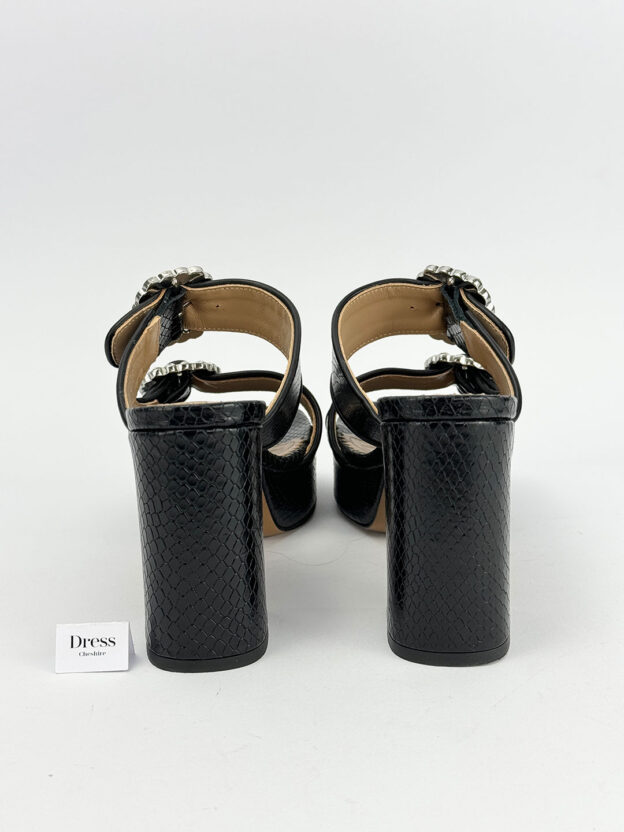 Pre-Owned Maje Fardi Snake-Effect Crystal Embellished Leather Sandals Size 37 (UK 4) - Image 4