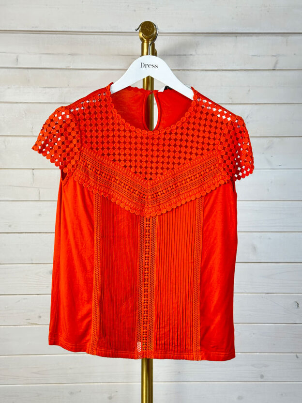 Diane Von Furstenberg Red Crochet Top Size S