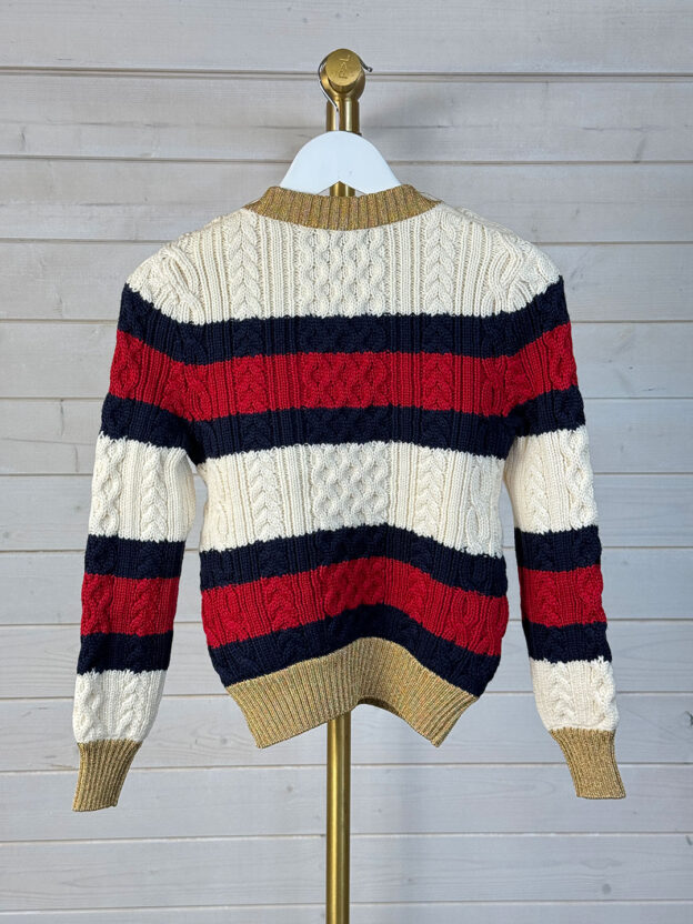 Pre-Owned Gucci Cable Knit Jumper With Pearl Buttons Size XXS - Image 3