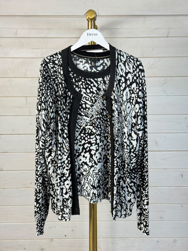 Pre-Owned Escada Black & White Cardigan Size XL (Matching Top) - Image 3