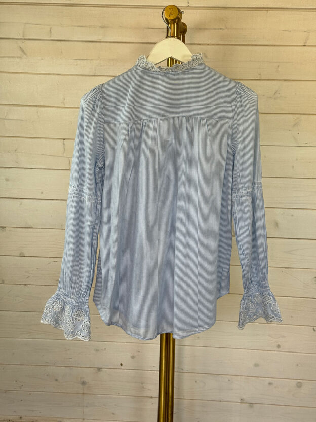 Pre-Owned Me & Em Blue & White Striped Shirt Size UK 6 - Image 3