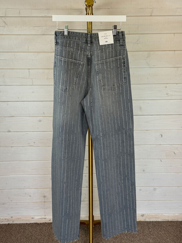 Pre-Owned Zara Grey Diamante Jeans Size 8 - Image 2