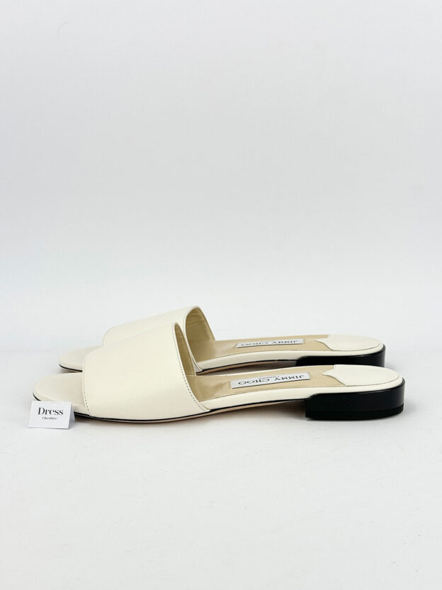 Jimmy Choo Cream Leather Slide Sandals Size 40 (UK 7) - Image 3