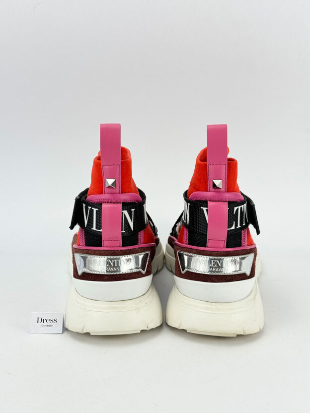 Pre-Owned Valentino Garavani Straps High Top Red Sock Sneakers Size 37 (UK 4) - Image 4