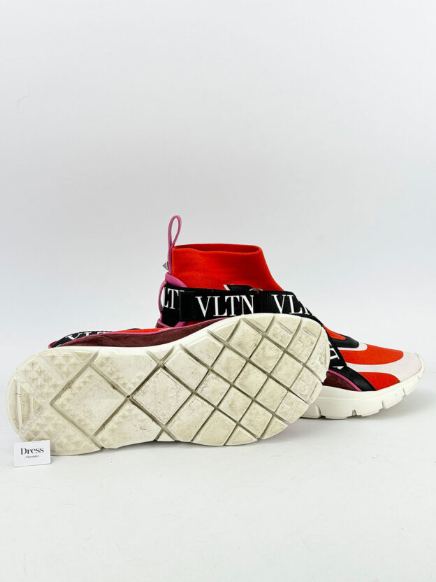 Pre-Owned Valentino Garavani Straps High Top Red Sock Sneakers Size 37 (UK 4) - Image 6