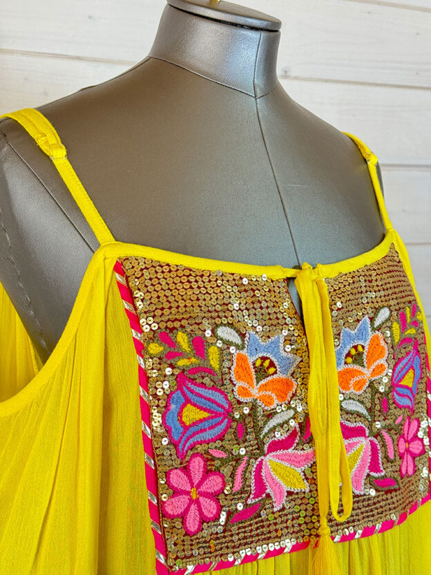 Pre-Owned Miss June Yellow Off the Shoulder Mini Dress One Size - Image 2