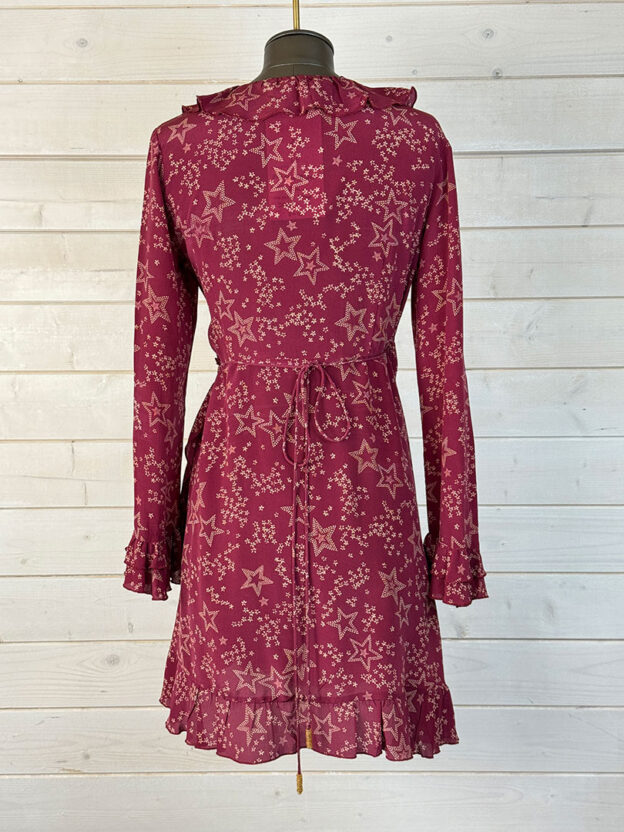 Pre-Owned Paloma Blue 100% Silk Burgundy Wrap Dress Size S - Image 2