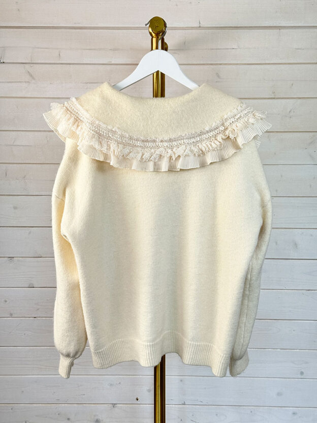 Vita Grace Ecru Cream Cardigan With Frill Collar Size S-M - Image 3