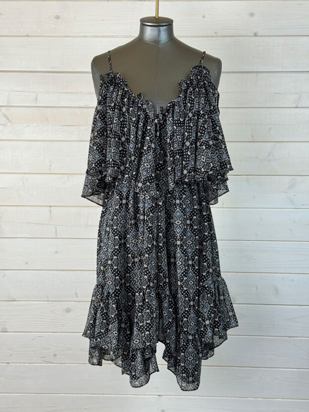 Misa Black & White Patterned Dress Size S